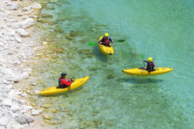 1 day KAYAK COURSE on Soča river, for beginners - Bovec pickup, transfers, and how the 3 hours usually feel