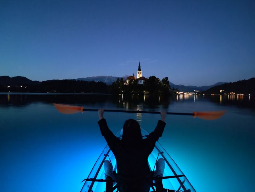 Bled: Guided Kayaking Tour in a Transparent Kayak - Sunset Kayaking in the Dark, Including the Lights Under the Kayak