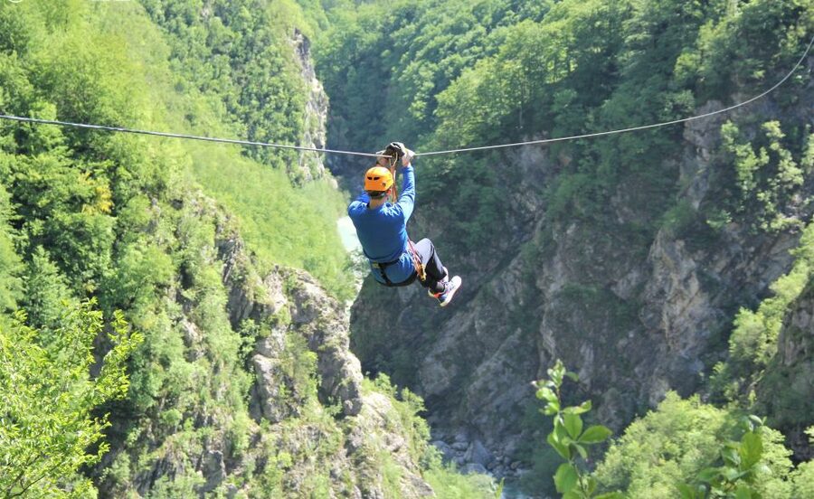 Bovec: Canyon Učja — The Longest Zipline Park in Europe - Views Toward Soča Valley and Triglav From 200 Meters Up