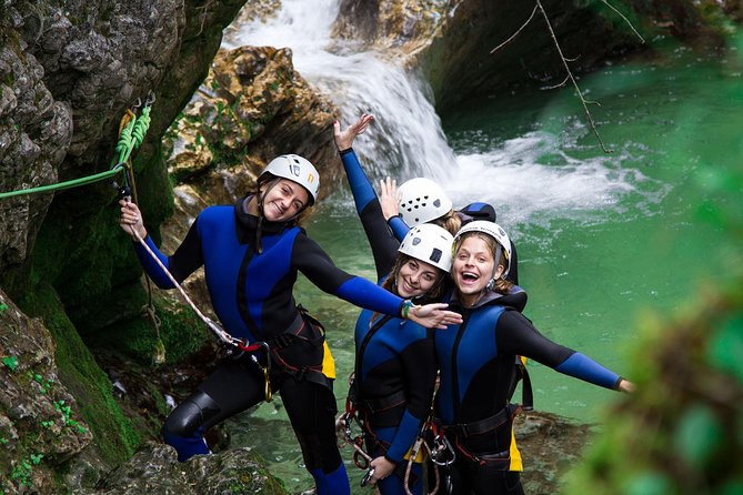 Canyoning Lake Bled Slovenia - Free Photos and Videos - Getting suited up: gear, safety talk, and learning the basics fast