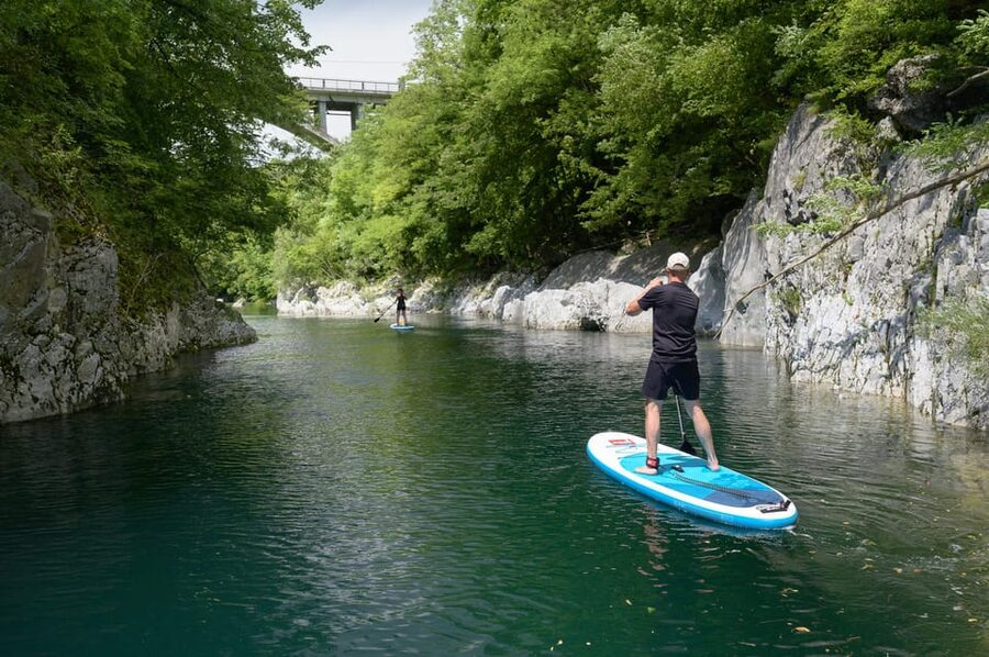 Half Day Stand-up Paddle Boarding on the Soča River - From Bovec to the water in one smooth motion