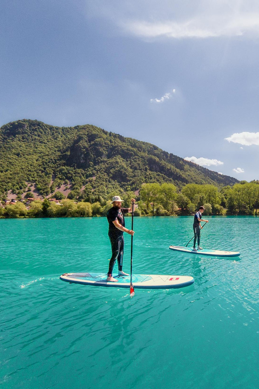 Half Day Stand-up Paddle Boarding on the Soča River - The rest break on the beach and the snack reset