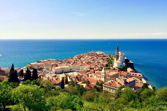 Piran Walking Tour with Local Wine and Food Tasting - Church of St. George hill views, plus the three-countries moment